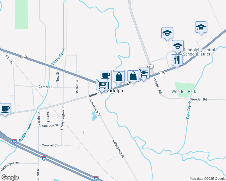 map of restaurants, bars, coffee shops, grocery stores, and more near in Randolph