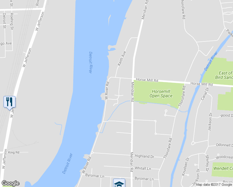 map of restaurants, bars, coffee shops, grocery stores, and more near 20224 Island Estate Drive in Grosse Ile Township