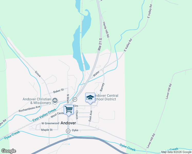 map of restaurants, bars, coffee shops, grocery stores, and more near 23 Barney in Andover