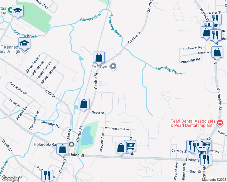 map of restaurants, bars, coffee shops, grocery stores, and more near 26 Westdale Road in Holbrook