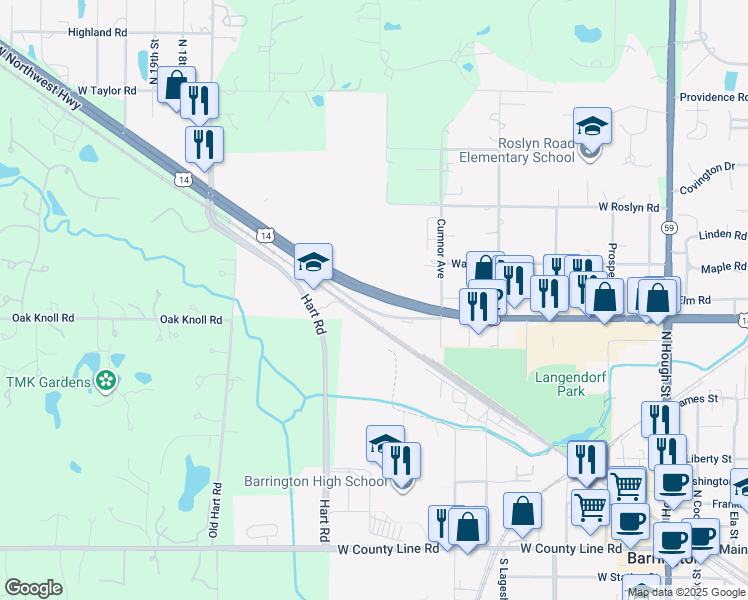 map of restaurants, bars, coffee shops, grocery stores, and more near in Port Barrington