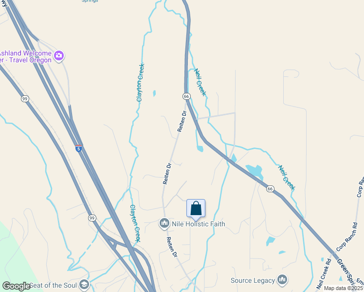 map of restaurants, bars, coffee shops, grocery stores, and more near 165 Reiten Drive in Ashland