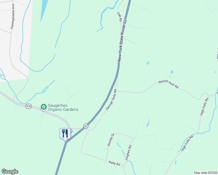 map of restaurants, bars, coffee shops, grocery stores, and more near 4081 New York 32 in Saugerties