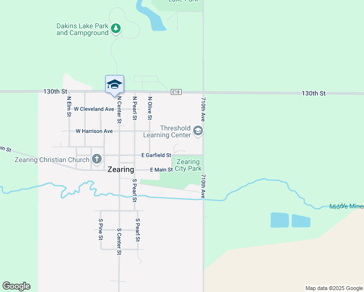 map of restaurants, bars, coffee shops, grocery stores, and more near 317 East Garfield Street in Zearing