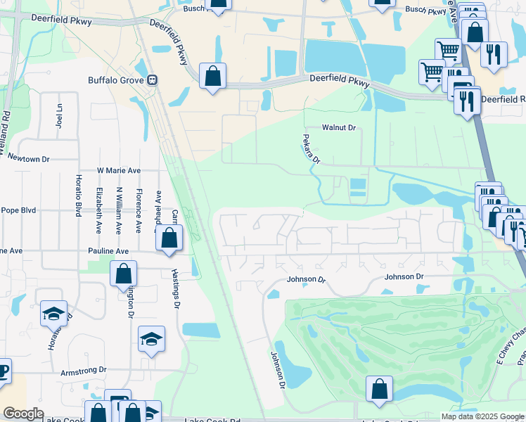 map of restaurants, bars, coffee shops, grocery stores, and more near 842 Swallow Street in Deerfield