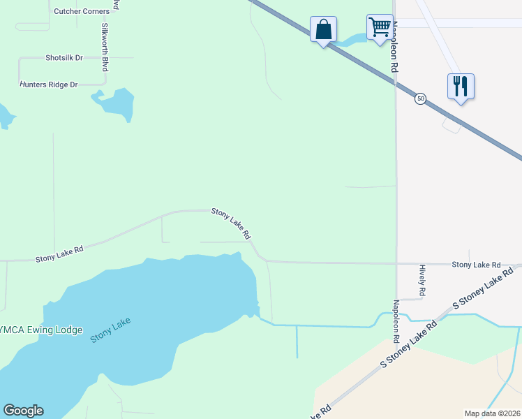 map of restaurants, bars, coffee shops, grocery stores, and more near 7914 Stony Lake Road in Jackson