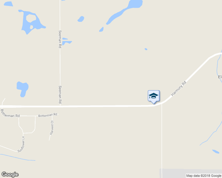 map of restaurants, bars, coffee shops, grocery stores, and more near 15020 Harmony Road in Huntley