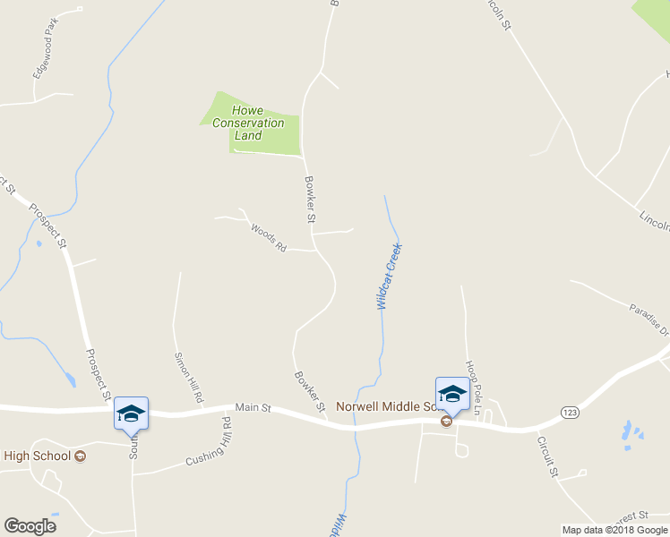 map of restaurants, bars, coffee shops, grocery stores, and more near 100 Bowker Street in Norwell