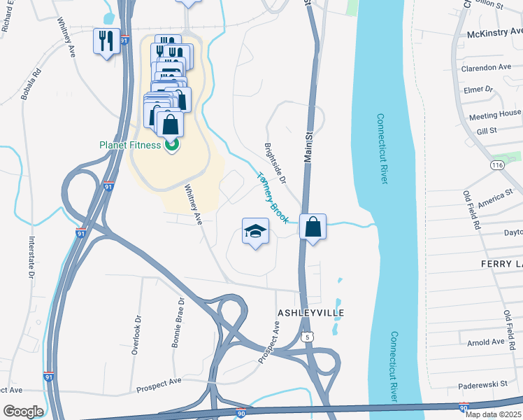 map of restaurants, bars, coffee shops, grocery stores, and more near 2-98 Gamelin Street in Holyoke