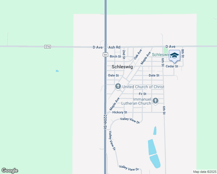 map of restaurants, bars, coffee shops, grocery stores, and more near 14 Elm Street in Schleswig