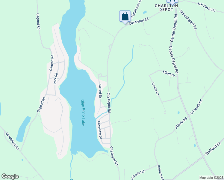 map of restaurants, bars, coffee shops, grocery stores, and more near 118 City Depot Road in Charlton