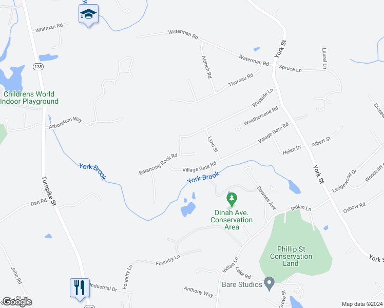 map of restaurants, bars, coffee shops, grocery stores, and more near 10 Balancing Rock Road in Canton