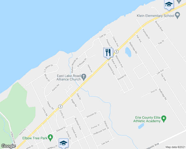 map of restaurants, bars, coffee shops, grocery stores, and more near 499 Joshua Dr in Erie