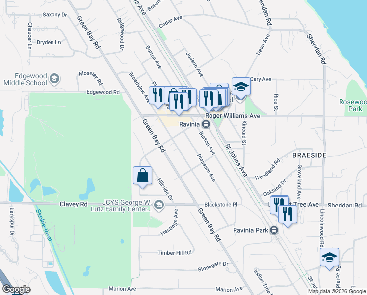 map of restaurants, bars, coffee shops, grocery stores, and more near 616 Pleasant Avenue in Highland Park