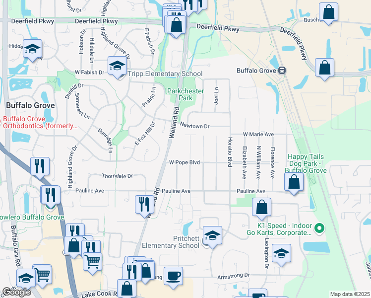 map of restaurants, bars, coffee shops, grocery stores, and more near 20680 Margaret Avenue in Lake County
