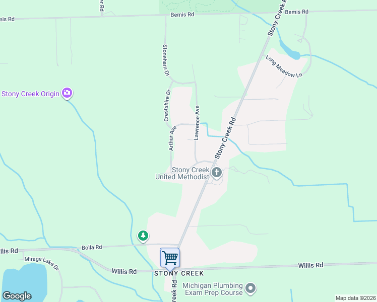 map of restaurants, bars, coffee shops, grocery stores, and more near 8436 Lawrence Avenue in Ypsilanti