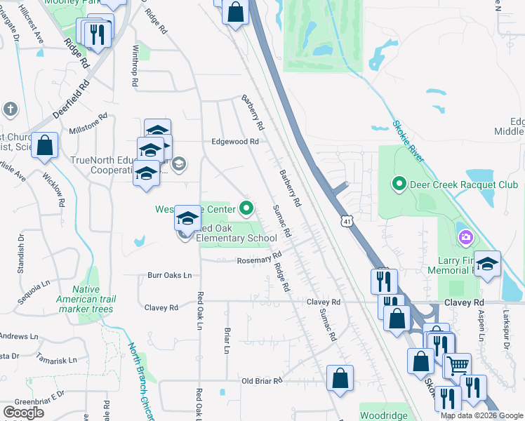 map of restaurants, bars, coffee shops, grocery stores, and more near 583 Ridge Road in Highland Park