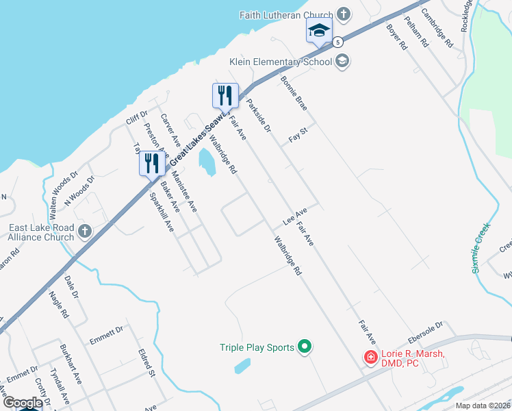 map of restaurants, bars, coffee shops, grocery stores, and more near 4801-4841 S Eaglewood Dr in Erie