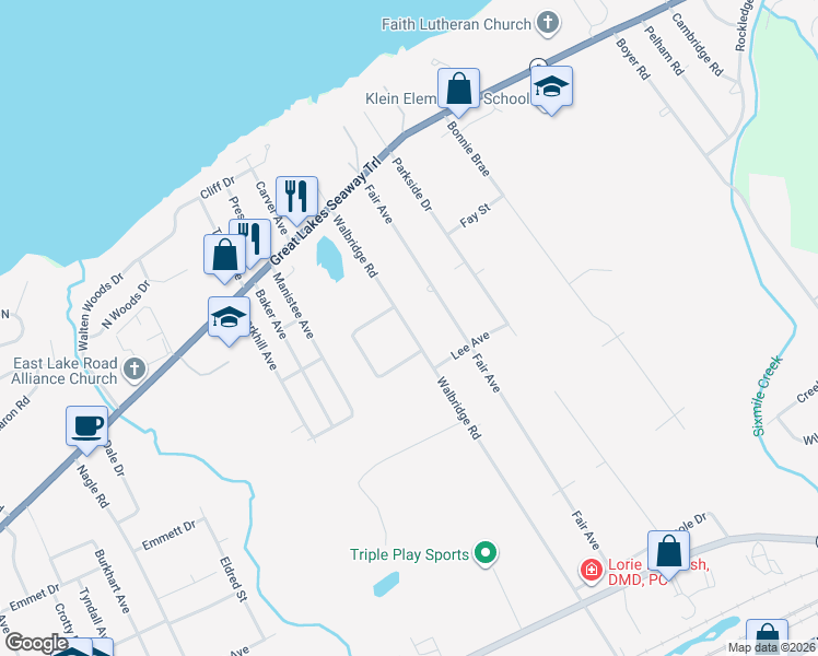 map of restaurants, bars, coffee shops, grocery stores, and more near 4801-4841 S Eaglewood Dr in Erie