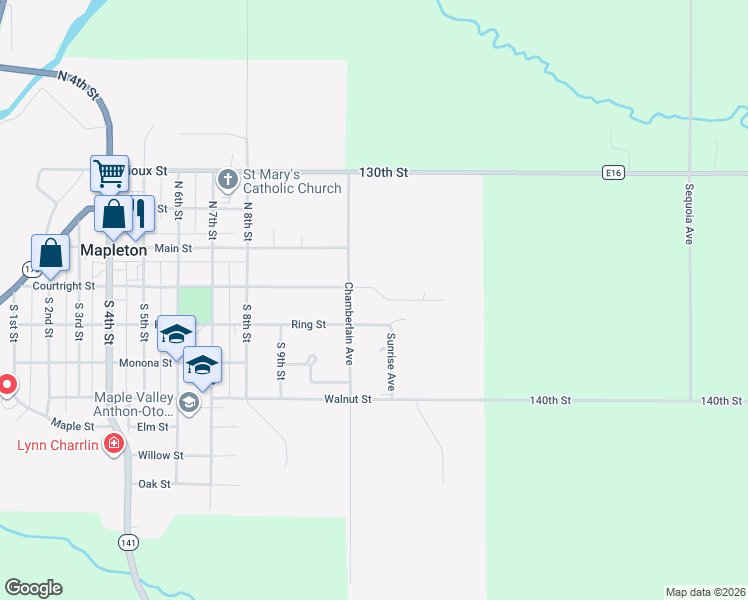 map of restaurants, bars, coffee shops, grocery stores, and more near 1 Ohm Drive in Mapleton