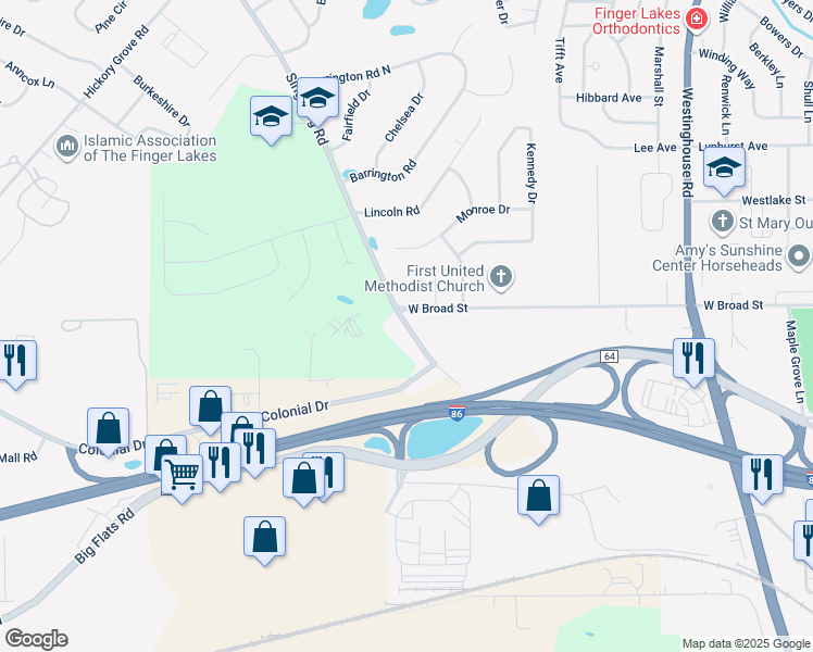 map of restaurants, bars, coffee shops, grocery stores, and more near 1059 Sing Sing Road in Horseheads