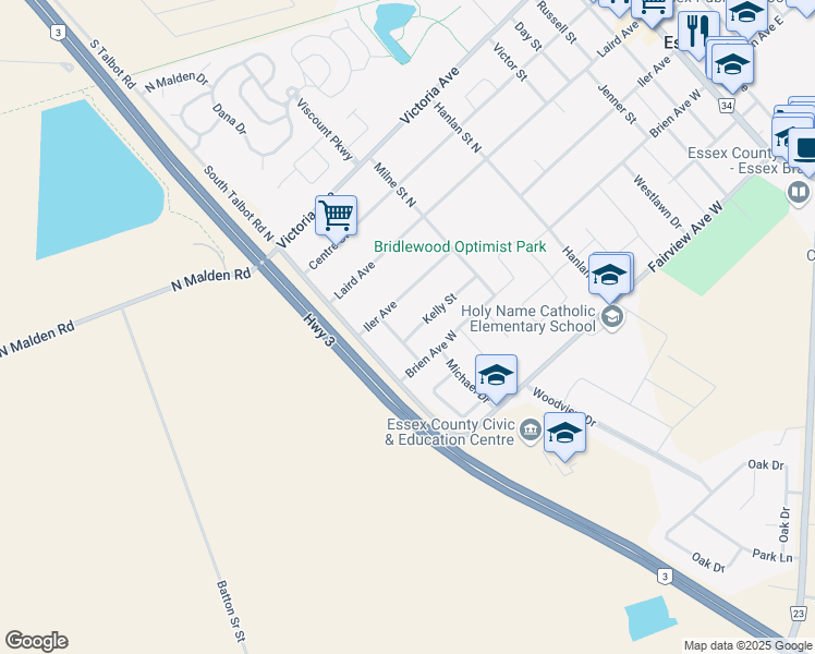 map of restaurants, bars, coffee shops, grocery stores, and more near 323 Kelly Street in Essex