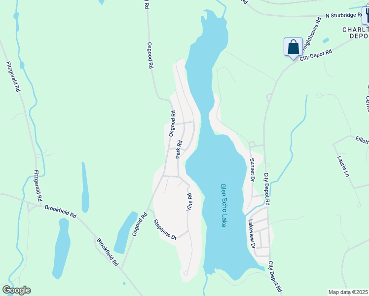 map of restaurants, bars, coffee shops, grocery stores, and more near 60 Park Road in Charlton