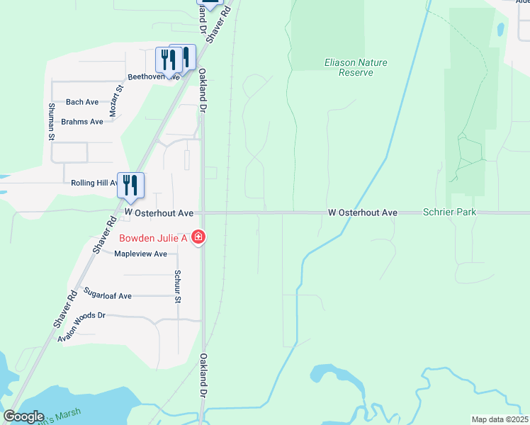 map of restaurants, bars, coffee shops, grocery stores, and more near 10230 Pennridge Drive in Portage