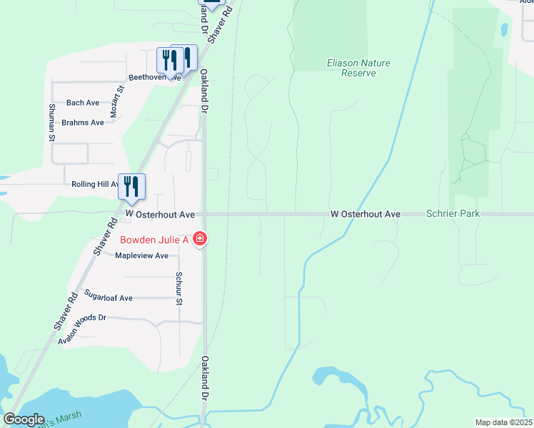 map of restaurants, bars, coffee shops, grocery stores, and more near 10290 Pennridge Drive in Portage