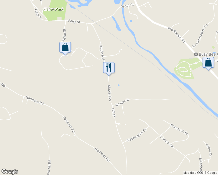 map of restaurants, bars, coffee shops, grocery stores, and more near Maple Avenue in Northbridge
