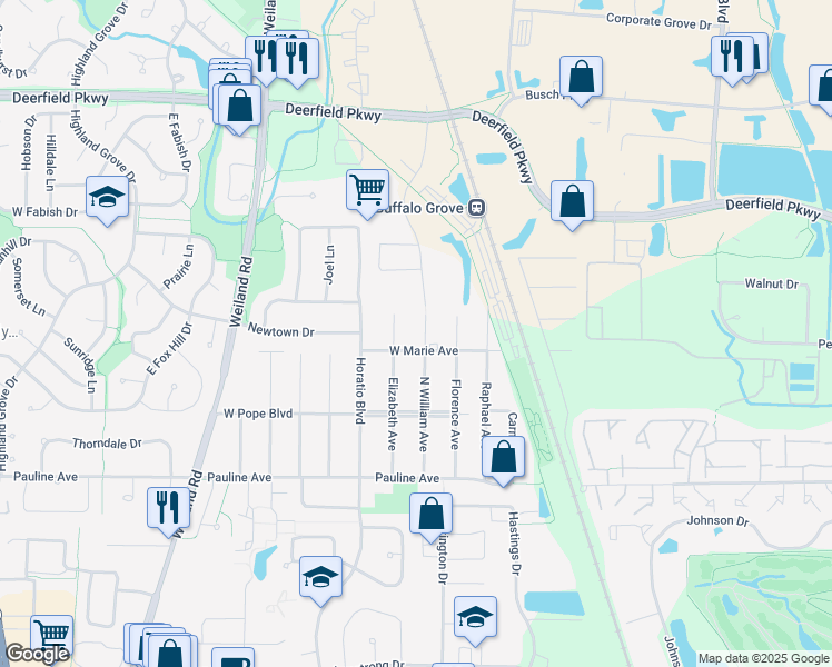 map of restaurants, bars, coffee shops, grocery stores, and more near 20772 North William Avenue in Lake County