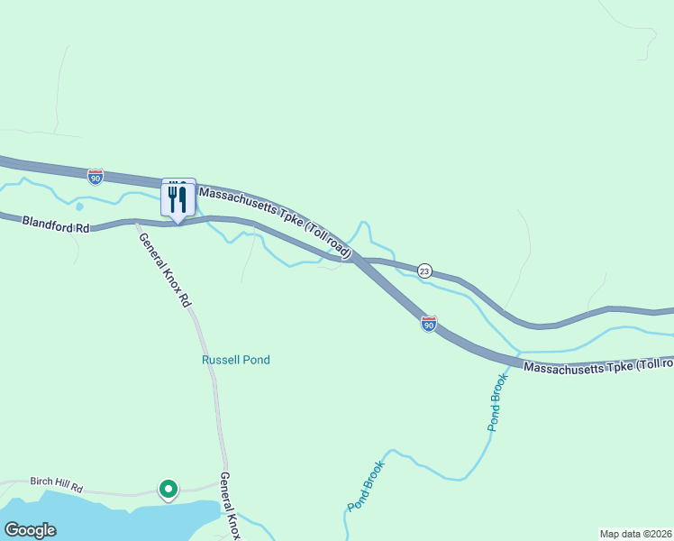 map of restaurants, bars, coffee shops, grocery stores, and more near 601 Blandford Road in Russell