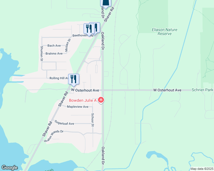 map of restaurants, bars, coffee shops, grocery stores, and more near 10469 Oakland Drive in Portage