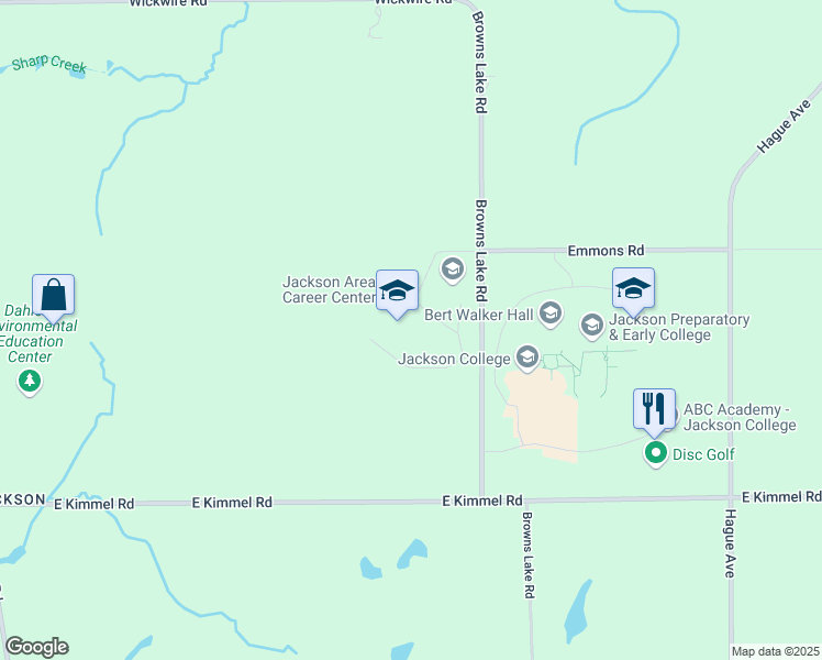 map of restaurants, bars, coffee shops, grocery stores, and more near 6800 Browns Lake Road in Jackson