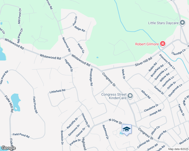 map of restaurants, bars, coffee shops, grocery stores, and more near 47 Woodridge Road in Milford