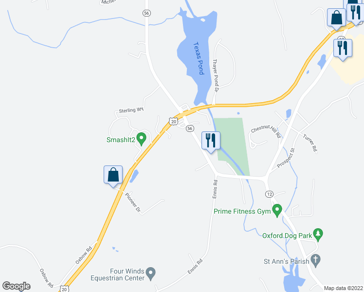 map of restaurants, bars, coffee shops, grocery stores, and more near 45 Leicester Street in Oxford