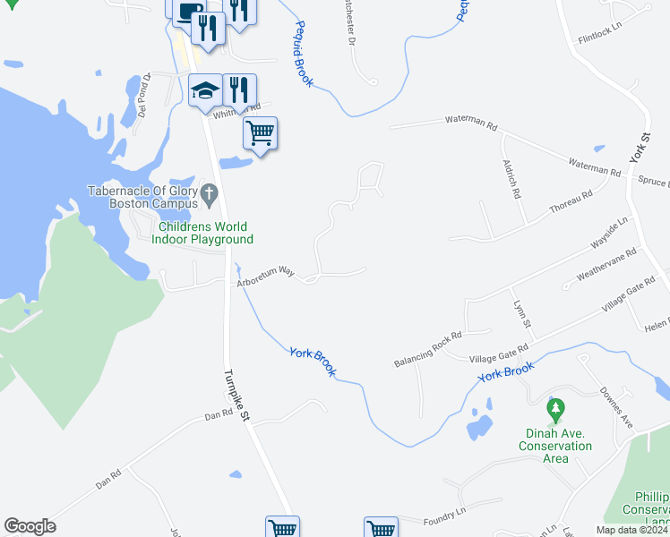 map of restaurants, bars, coffee shops, grocery stores, and more near 100 Arboretum Way in Canton