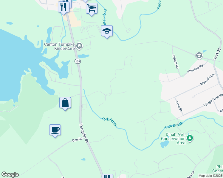 map of restaurants, bars, coffee shops, grocery stores, and more near 1 Arboretum Way in Canton