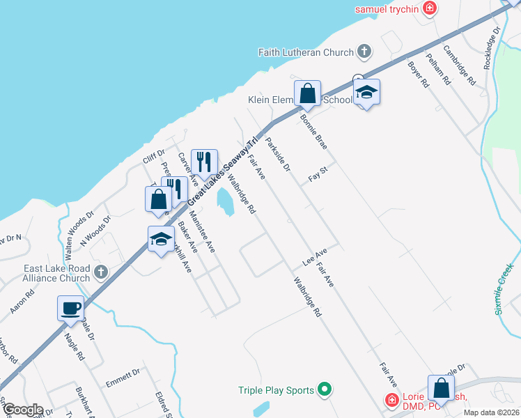 map of restaurants, bars, coffee shops, grocery stores, and more near 365 375 Walbridge Rd in Erie