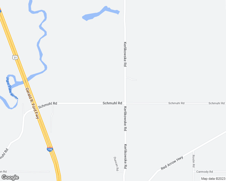 map of restaurants, bars, coffee shops, grocery stores, and more near 4033 Schmuhl Road in Benton Harbor