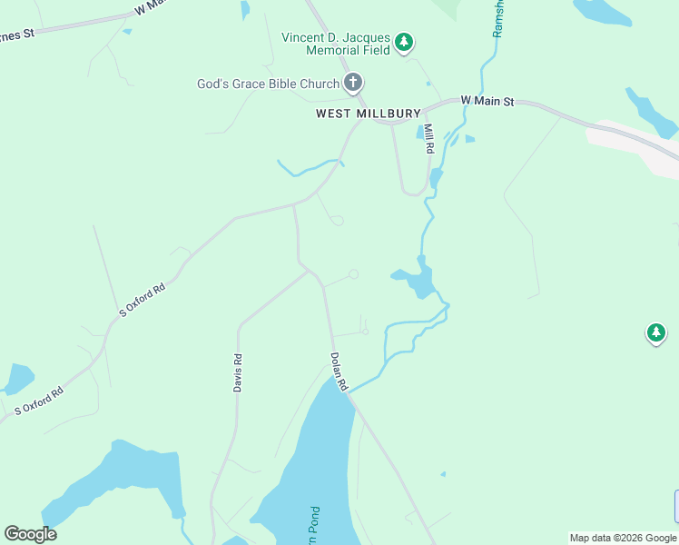map of restaurants, bars, coffee shops, grocery stores, and more near 2 Apple Tree Drive in Millbury