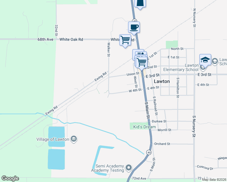 map of restaurants, bars, coffee shops, grocery stores, and more near 330 West 4th Street in Lawton