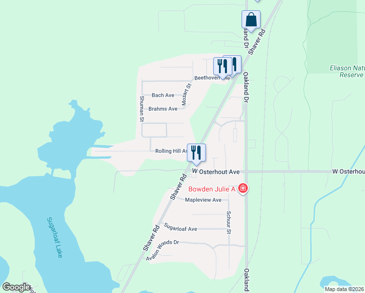 map of restaurants, bars, coffee shops, grocery stores, and more near 2615 Chestnut Ridge Avenue in Portage