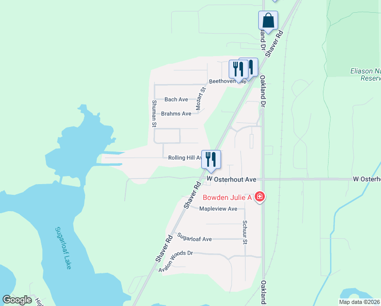 map of restaurants, bars, coffee shops, grocery stores, and more near 2615 Chestnut Ridge Avenue in Portage
