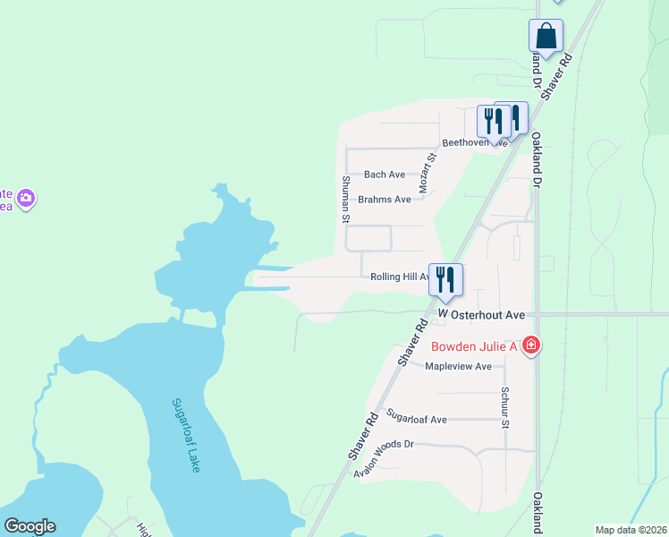map of restaurants, bars, coffee shops, grocery stores, and more near 10356 Shuman Street in Portage