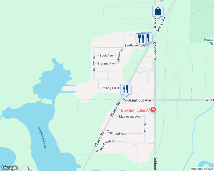 map of restaurants, bars, coffee shops, grocery stores, and more near 2737 Chestnut Ridge Avenue in Portage