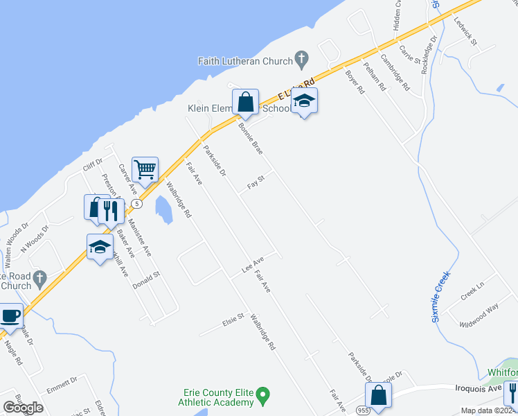 map of restaurants, bars, coffee shops, grocery stores, and more near 435 Parkside Dr in Erie