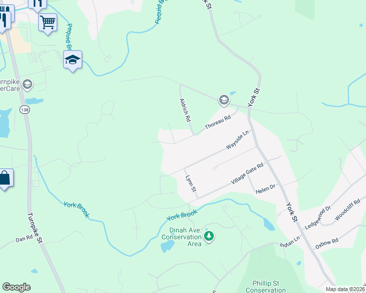 map of restaurants, bars, coffee shops, grocery stores, and more near 10 Emerson Road in Canton