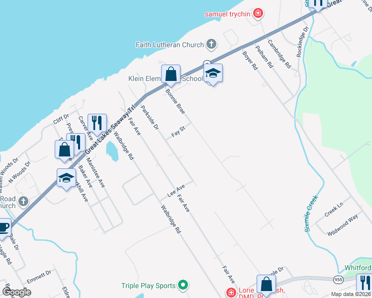 map of restaurants, bars, coffee shops, grocery stores, and more near 435 Parkside Dr in Erie