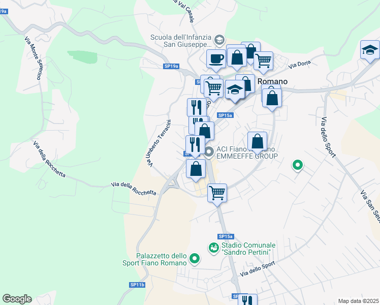 map of restaurants, bars, coffee shops, grocery stores, and more near 10 Strada Provinciale 11b in Fiano Romano